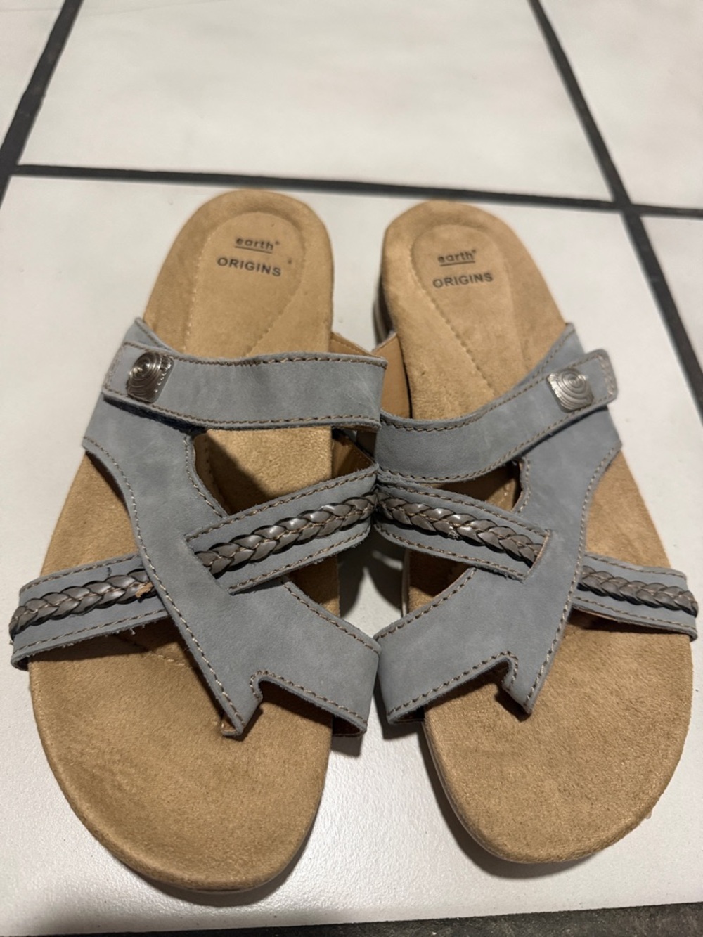 Sandalias Earth Origins Comfort Azul Claro Talla 7.5W Ancho Casual
